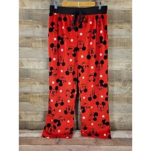 Disney Mickey Mouse Women's MED Red Pajama Lounge Pants Comfort Soft